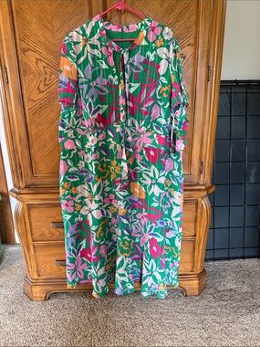 Maggy LondonVibrant Floral Green Midi Dress size 24W